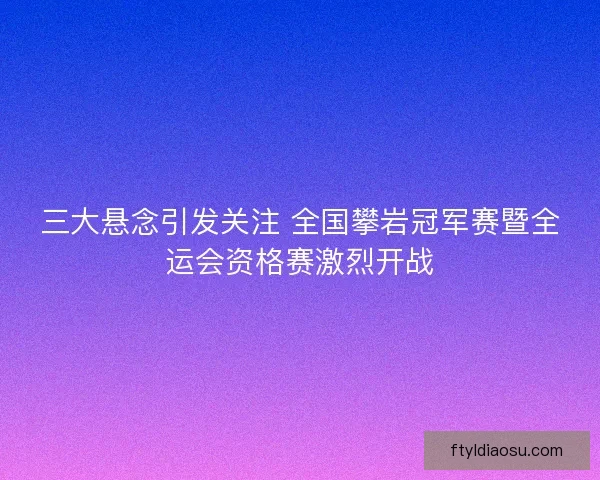 三大悬念引发关注 全国攀岩冠军赛暨全运会资格赛激烈开战