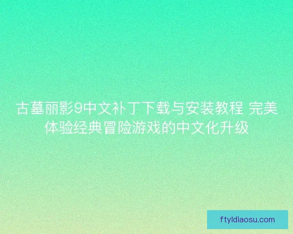 古墓丽影9中文补丁下载与安装教程 完美体验经典冒险游戏的中文化升级