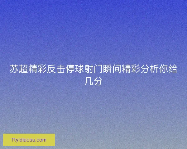 苏超精彩反击停球射门瞬间精彩分析你给几分