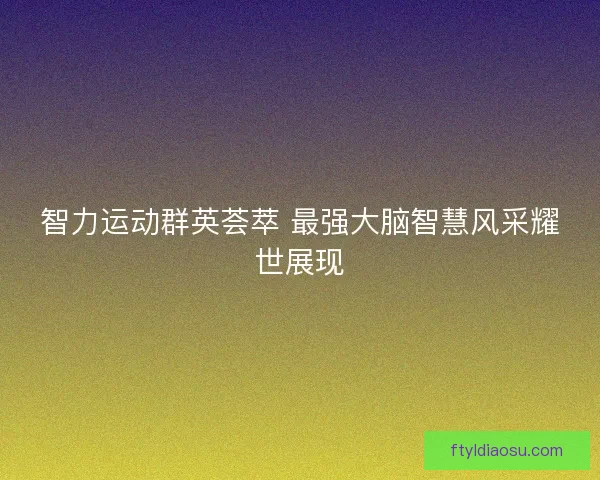 智力运动群英荟萃 最强大脑智慧风采耀世展现