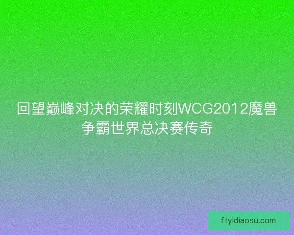 回望巅峰对决的荣耀时刻WCG2012魔兽争霸世界总决赛传奇